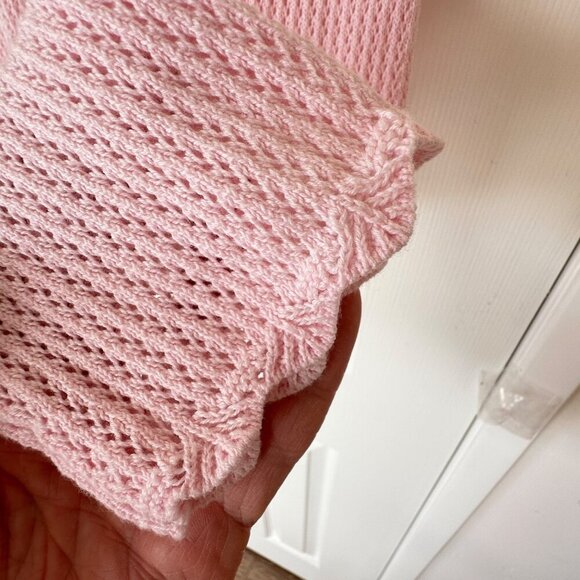 Jeanne Pierre Vintage‎ Pink Camisole Crocheted Lacy Open Weave Sweater Medium - Picture 7 of 12